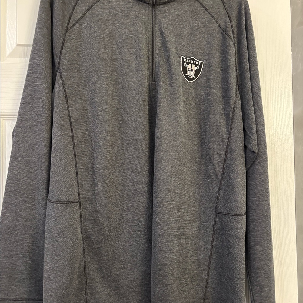 NFL Raiders Gray Quarter-Zip Pullover